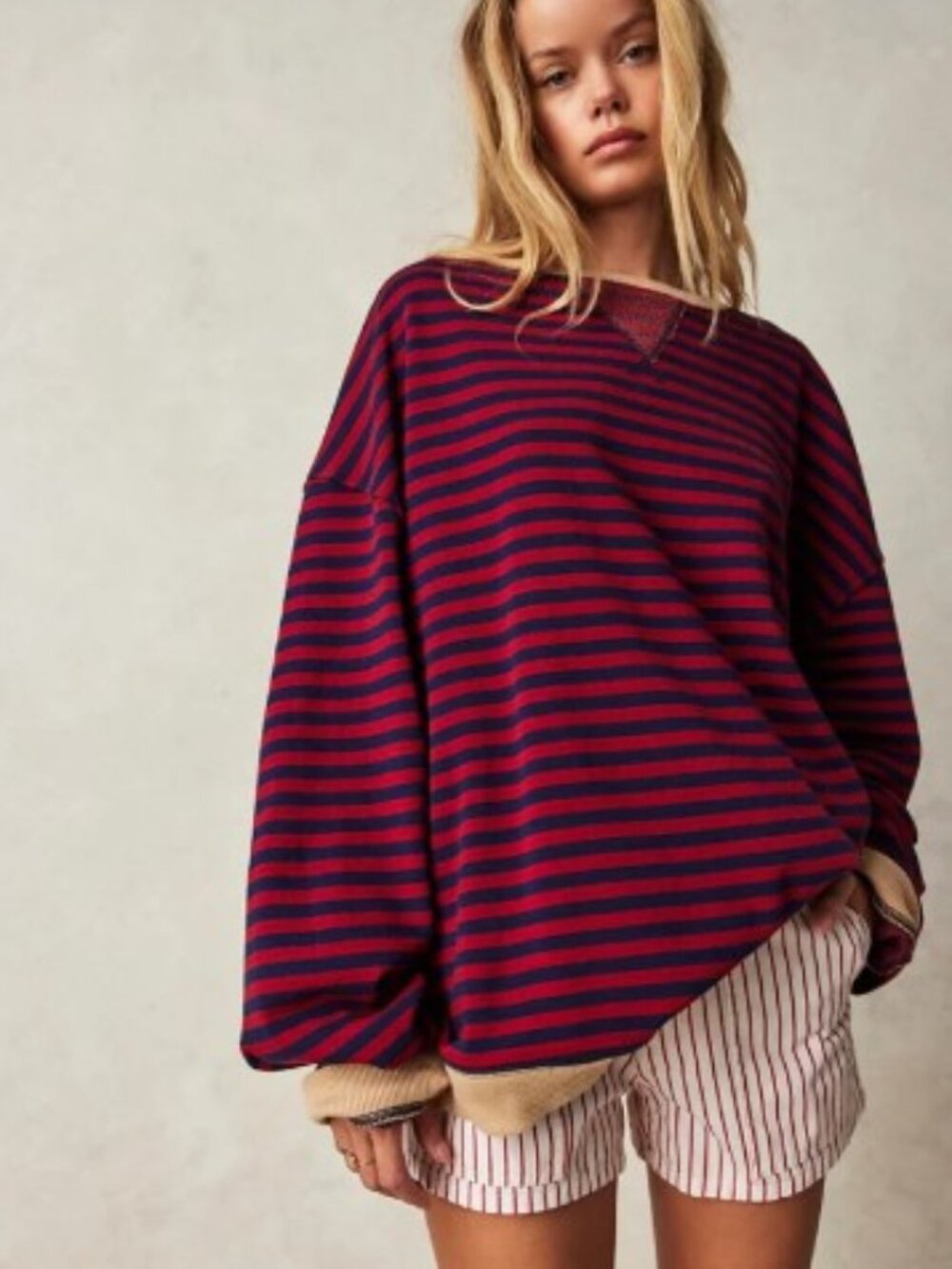 We The Free Classic Striped Oversized Crewneck